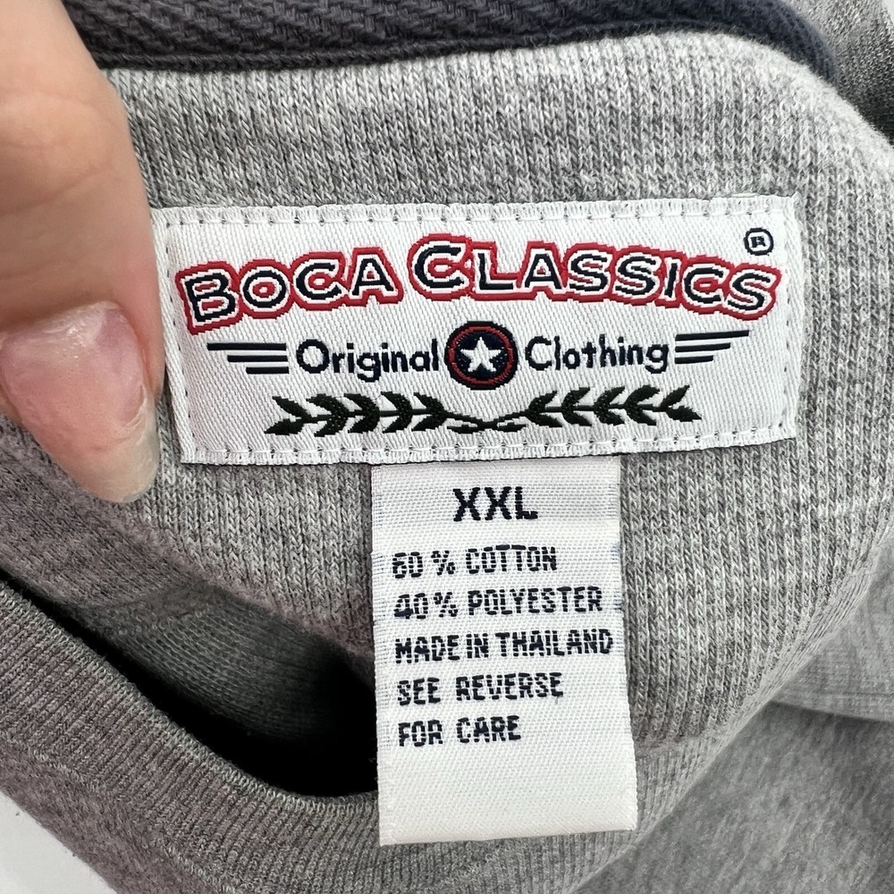 Boca Classics Sweatshirt Men XXL 2X Gray USA Flag Crew 90s Americana Embroidered - Picture 6 of 10